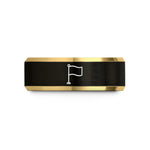 matching bands for couples – black & gold tungsten yellow flag wedding band