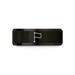 comfort fit wedding rings – black tungsten yellow flag wedding band
