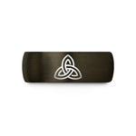 matching tungsten wedding ring – gunmetal & black tungsten celtic triskelion knot wedding band