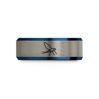tungsten promise rings set – black & blue & gray tungsten mayfly dun wedding band