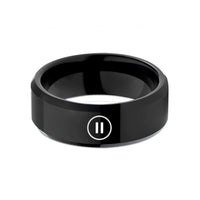 men's tungsten wedding bands – black tungsten pause circle wedding band