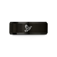 engraved tungsten ring her – black tungsten ruffed grouse flight wedding band
