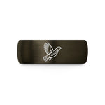 tungsten ring for her – gunmetal & black tungsten ruffed grouse flight wedding band