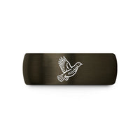 tungsten ring for her – gunmetal & black tungsten ruffed grouse flight wedding band