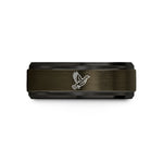 tungsten promise ring her – gunmetal & black tungsten ruffed grouse flight wedding band