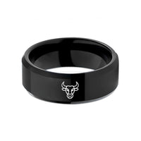 tungsten couple ring set – black tungsten bull wedding band