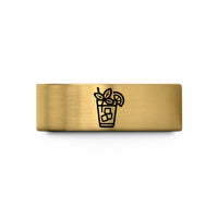 laser engraved ring set – gold tungsten mojito mint wedding band