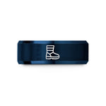 men's tungsten rings simple – black & blue tungsten moon boot print wedding band
