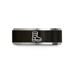couples wedding rings tungsten – black & silver tungsten moon boot print wedding band