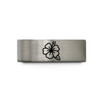 tungsten carbide men's ring – gray tungsten hibiscus flower wedding band