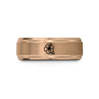 custom engraved tungsten ring – rose gold tungsten hibiscus flower wedding band