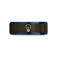 tungsten carbide ring him – gunmetal & blue tungsten light bulb wedding band