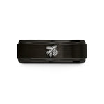 black tungsten him ring – black & rose gold tungsten spruce cone wedding band