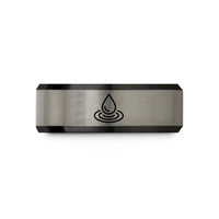 tungsten wedding band him – black & blue & gray tungsten water drop ripple wedding band