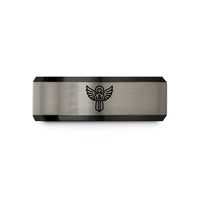 tungsten carbide rings her – black & grey tungsten archangel zadkiel dagger wedding band