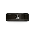 ladies tungsten engagement band – black & rose gold tungsten cherry blossom wedding band