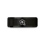 engraved tungsten ring her – black tungsten cherry blossom wedding band