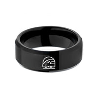 wedding band for her – black tungsten train badge wedding band