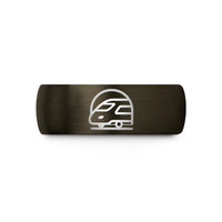 wedding band for her – gunmetal & black tungsten train badge wedding band