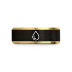 engraved tungsten rings her – black & gold tungsten water droplet wedding band