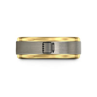 personalized couple engagement rings – black & gold & grey tungsten notebook pencil wedding band