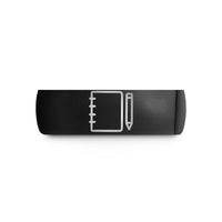 personalized couple engagement rings – black tungsten notebook pencil wedding band