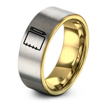 personalized couple engagement rings – gold & silver tungsten notebook pencil ring