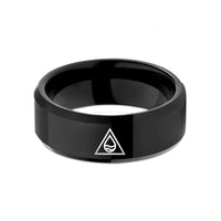8 mm wedding band – black tungsten water elemental triangle wedding band