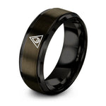 gunmetal & black tungsten water elemental triangle ring