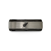 tungsten carbide men's ring – black & silver tungsten silver fern wedding band
