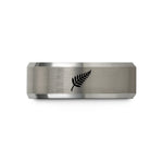men's tungsten wedding band – black & grey tungsten silver fern wedding band