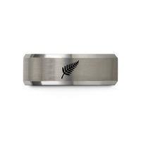 men's tungsten wedding band – black & grey tungsten silver fern wedding band