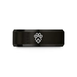 women's tungsten wedding rings – black & rose gold tungsten dog paw cross wedding band