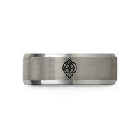 women's tungsten wedding band – black & silver tungsten map marker wedding band
