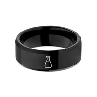 women's tungsten wedding band – black tungsten soy sauce bottle wedding band