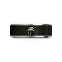 laser engraved rings her – black & silver tungsten vampire hand claws wedding band