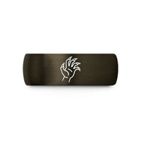 laser engraved rings her – gunmetal & black tungsten vampire hand claws wedding band