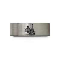 gunmetal tungsten wedding ring – blue & gray tungsten san francisco wedding band