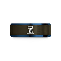 gunmetal tungsten wedding band – gunmetal & blue tungsten spring mass oscillator wedding band