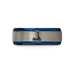 stylish rings for couples – blue & silver tungsten e scooter wedding band