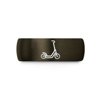 engraved rings for him – gunmetal & blue tungsten e scooter wedding band