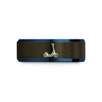 engraved rings for him – gunmetal & blue tungsten e scooter wedding band