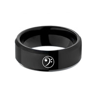 tungsten couples wedding band – black tungsten bass clef wedding band