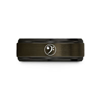 tungsten couples wedding band – gunmetal & black tungsten bass clef wedding band