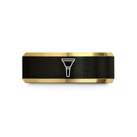 unisex tungsten promise rings – black & gold tungsten brass mouthpiece wedding band