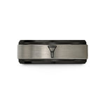 unisex tungsten promise rings – black & grey tungsten brass mouthpiece wedding band