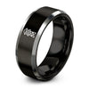 Guard Tower Silhouette – Tungsten Wedding Band, 8 mm, Black, Gray Comfort-Fit Unisex
