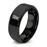 tungsten ring for him – black tungsten guard tower silhouette ring