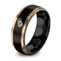 black & rose gold tungsten tamale ring