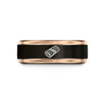 unisex tungsten promise ring – black & rose gold tungsten tamale wedding band
